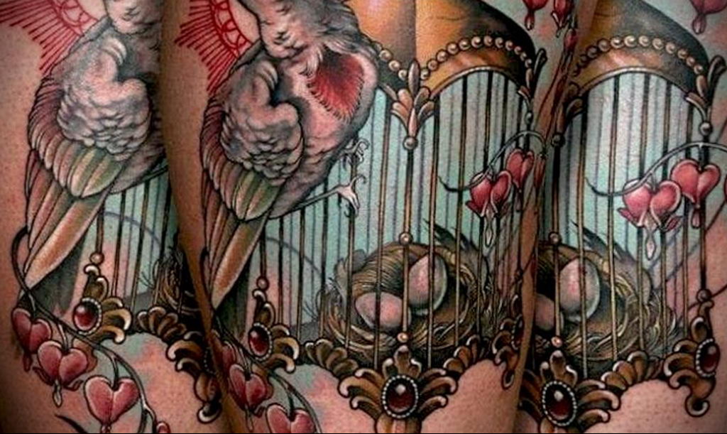 фото тату птица в клетке 02.01.2019 № 065 -bird cage tattoo- tattoo-photo.r...
