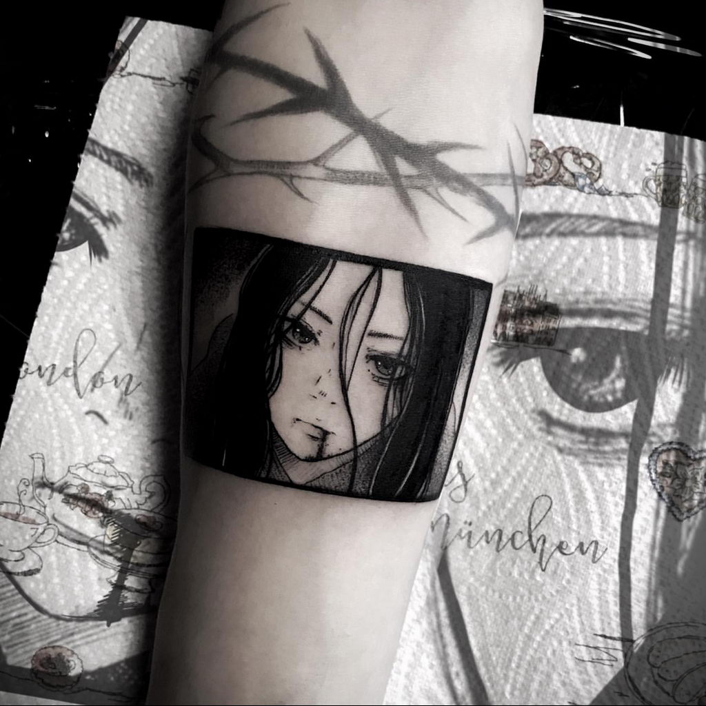 черное тату аниме 19.01.2020 №020 -black anime tattoo- tattoo-photo.ru -  tattoo-photo.ru