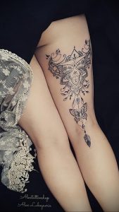 Мехенди на ляжках фото пример 14.02.2020 №023 -Mehendi on thighs- tattoo-photo.ru