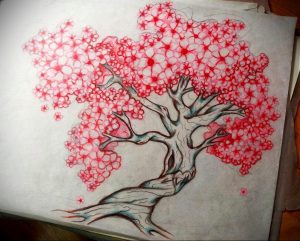 Фото вариант тату с деревом сакуры 09.02.2020 №002 -sakura tattoo- tattoo-photo.ru