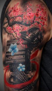 Фото вариант тату с деревом сакуры 09.02.2020 №006 -sakura tattoo- tattoo-photo.ru