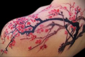 Фото вариант тату с деревом сакуры 09.02.2020 №013 -sakura tattoo- tattoo-photo.ru