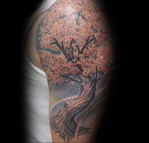 Фото вариант тату с деревом сакуры 09.02.2020 №024 -sakura tattoo- tattoo-photo.ru
