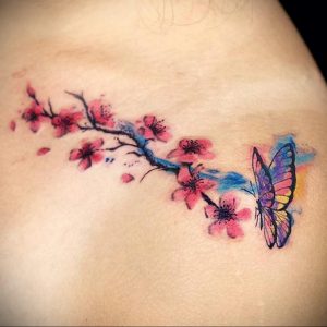 Фото вариант тату сакура для девушки 09.02.2020 №012 -sakura tattoo- tattoo-photo.ru