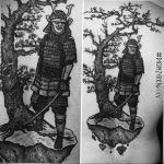 Фото вариант тату сакура и самурай 09.02.2020 №003 -sakura tattoo- tattoo-photo.ru