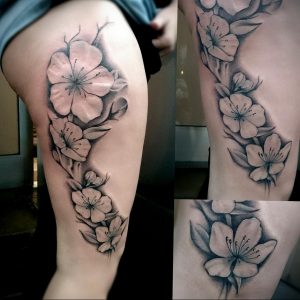 Фото пример рисунка тату с белой сакурой 09.02.2020 №004 -sakura tattoo- tattoo-photo.ru