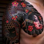 Фото пример черной тату с сакурой 09.02.2020 №003 -sakura tattoo- tattoo-photo.ru