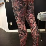 Фото тату сакура на ноге 09.02.2020 №007 -sakura tattoo- tattoo-photo.ru