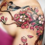 Фото тату сакура на плече 09.02.2020 №022 -sakura tattoo- tattoo-photo.ru