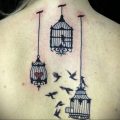 птица вылетает из клетки тату 02.01.2019 №004 -bird cage tattoo- tattoo-photo.ru