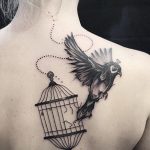 птица вылетает из клетки тату 02.01.2019 №007 -bird cage tattoo- tattoo-photo.ru