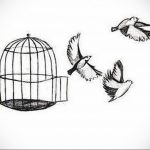 птица вылетает из клетки тату 02.01.2019 №009 -bird cage tattoo- tattoo-photo.ru