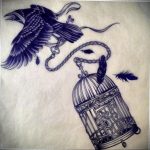 птица вылетает из клетки тату 02.01.2019 №023 -bird cage tattoo- tattoo-photo.ru