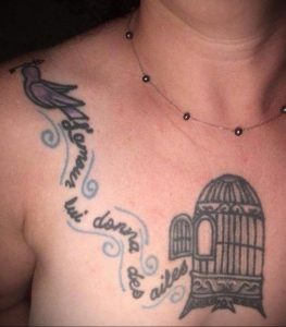 птица вылетает из клетки тату 02.01.2019 №032 -bird cage tattoo- tattoo-photo.ru