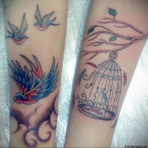 птица вылетает из клетки тату 02.01.2019 №12001 -bird cage tattoo- tattoo-photo.ru