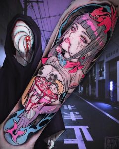 тату девочка аниме 18.01.2020 №074 -anime girl tattoo- tattoo-photo.ru