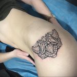 тату мандала на бедре 04.02.2020 №074 -mandala tattoo- tattoo-photo.ru