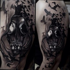 тату противогаз 15.01.2020 №003 -gas mask tattoo- tattoo-photo.ru