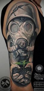 тату противогаз 15.01.2020 №010 -gas mask tattoo- tattoo-photo.ru