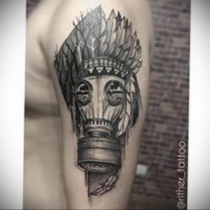 тату противогаз 15.01.2020 №011 -gas mask tattoo- tattoo-photo.ru