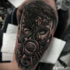 тату противогаз 15.01.2020 №019 -gas mask tattoo- tattoo-photo.ru