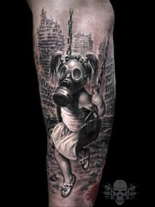 тату противогаз 15.01.2020 №021 -gas mask tattoo- tattoo-photo.ru