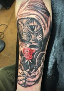 тату противогаз 15.01.2020 №057 -gas mask tattoo- tattoo-photo.ru