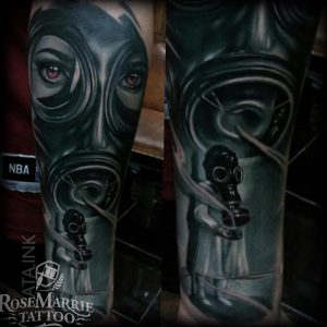 тату противогаз 15.01.2020 №089 -gas mask tattoo- tattoo-photo.ru