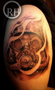 тату противогаз 15.01.2020 №090 -gas mask tattoo- tattoo-photo.ru