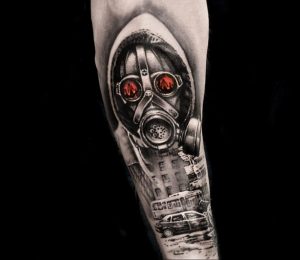 тату противогаз 15.01.2020 №104 -gas mask tattoo- tattoo-photo.ru