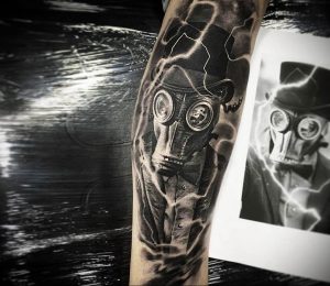 тату противогаз 15.01.2020 №106 -gas mask tattoo- tattoo-photo.ru