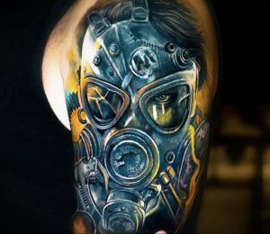 тату противогаз 15.01.2020 №108 -gas mask tattoo- tattoo-photo.ru