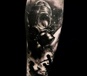 тату противогаз 15.01.2020 №113 -gas mask tattoo- tattoo-photo.ru