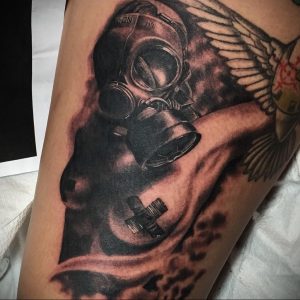 тату противогаз 15.01.2020 №138 -gas mask tattoo- tattoo-photo.ru