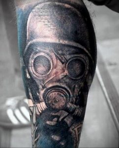 тату противогаз 15.01.2020 №152 -gas mask tattoo- tattoo-photo.ru
