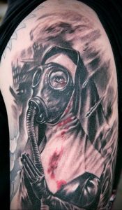 тату противогаз 15.01.2020 №164 -gas mask tattoo- tattoo-photo.ru