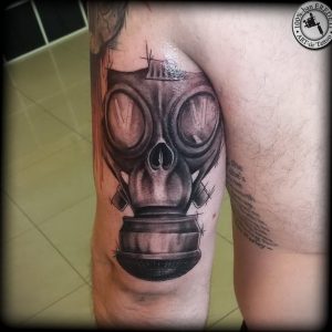 тату противогаз 15.01.2020 №179 -gas mask tattoo- tattoo-photo.ru