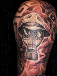 тату противогаз 15.01.2020 №181 -gas mask tattoo- tattoo-photo.ru