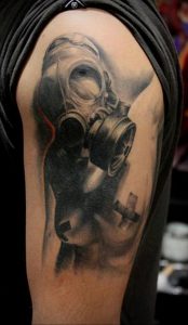 тату противогаз 15.01.2020 №191 -gas mask tattoo- tattoo-photo.ru