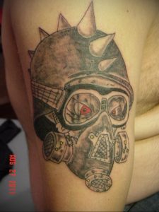 тату противогаз 15.01.2020 №225 -gas mask tattoo- tattoo-photo.ru