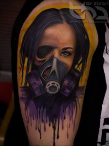 тату противогаз 15.01.2020 №227 -gas mask tattoo- tattoo-photo.ru