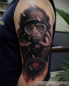 тату противогаз 15.01.2020 №247 -gas mask tattoo- tattoo-photo.ru