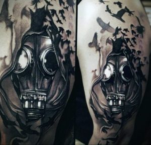 тату противогаз 15.01.2020 №259 -gas mask tattoo- tattoo-photo.ru