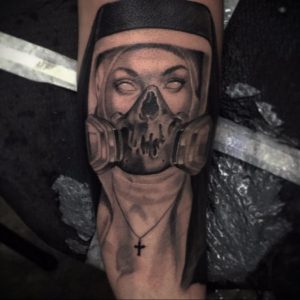 тату противогаз 15.01.2020 №273 -gas mask tattoo- tattoo-photo.ru