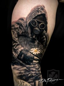 тату противогаз 15.01.2020 №295 -gas mask tattoo- tattoo-photo.ru