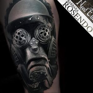 тату противогаз 15.01.2020 №310 -gas mask tattoo- tattoo-photo.ru