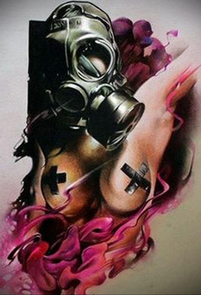 тату противогаз эскиз 15.01.2020 №006 -tattoo gas mask sketches- tattoo-photo.ru