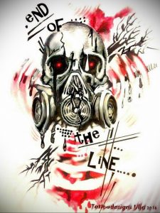 тату череп в противогазе 15.01.2020 №003 -skull tattoo in gas mask- tattoo-photo.ru