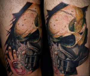тату череп в противогазе 15.01.2020 №005 -skull tattoo in gas mask- tattoo-photo.ru