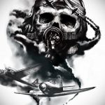 тату череп в противогазе 15.01.2020 №008 -skull tattoo in gas mask- tattoo-photo.ru